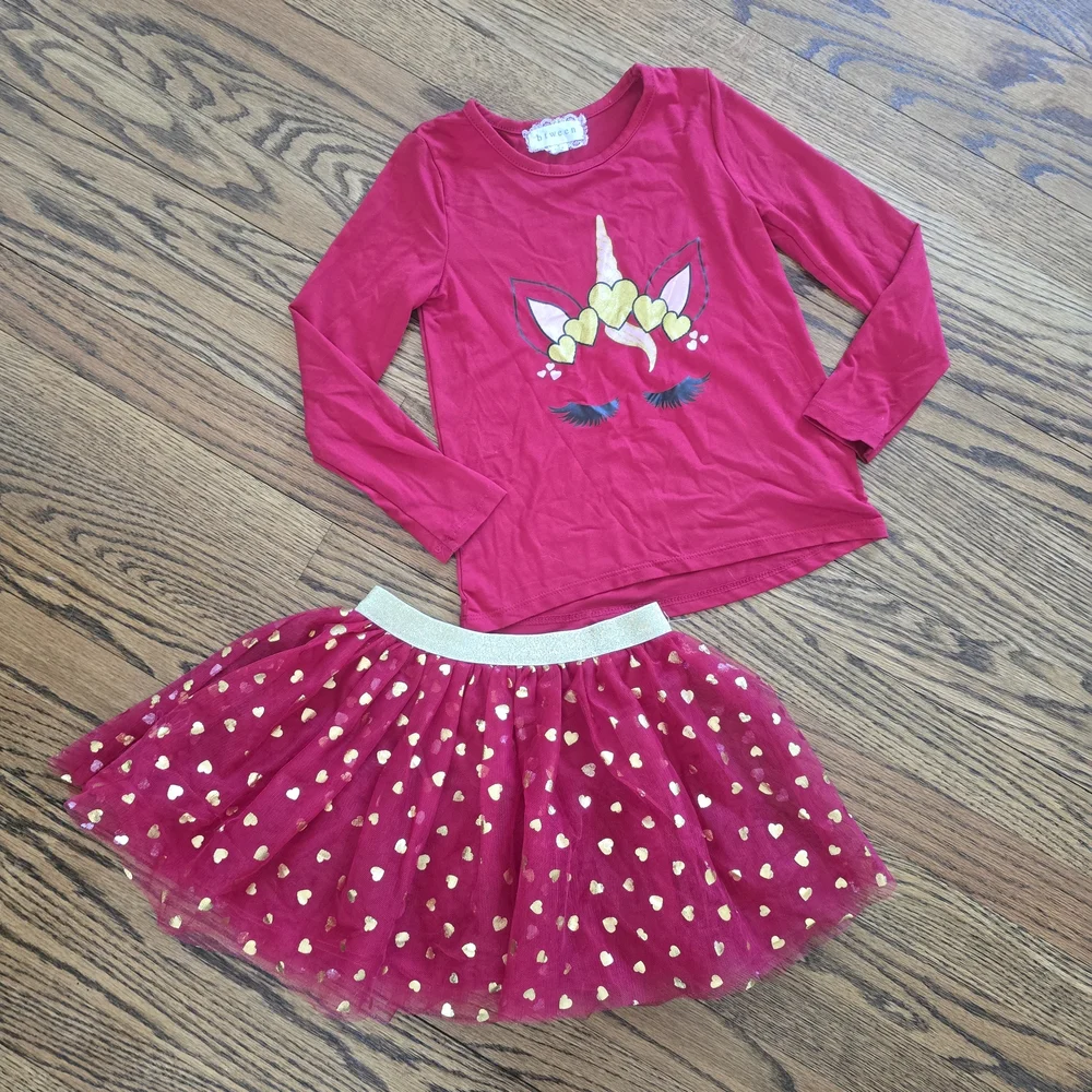 btween Red and Gold Unicorn Kids Matching Set